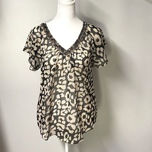 EXPRESS Animal Print Sheer Top
